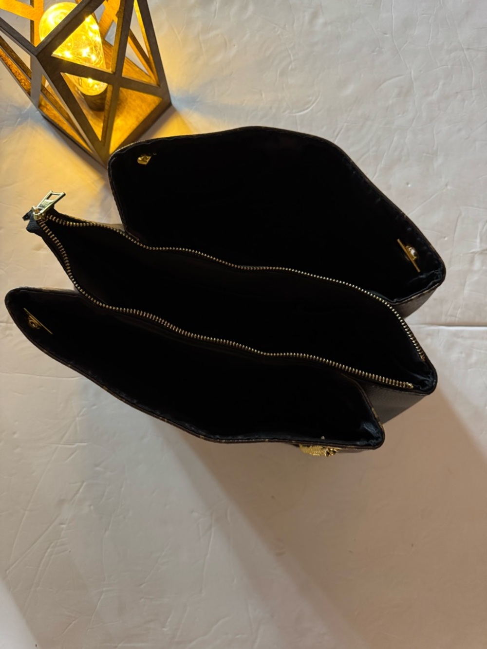 Black Women's Double-Zip Organizer Bag